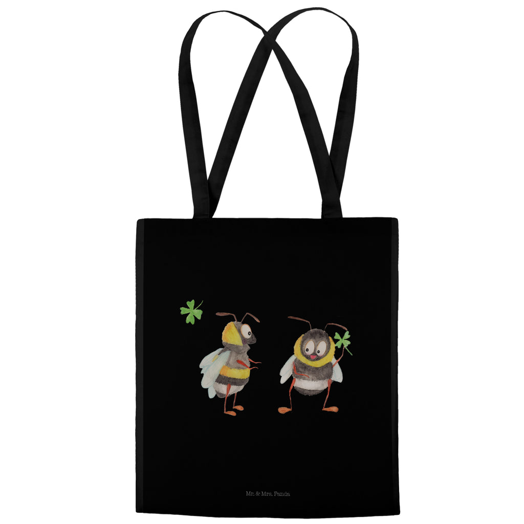 Tragetasche Hummeln mit Kleeblatt Beuteltasche, Beutel, Einkaufstasche, Jutebeutel, Stoffbeutel, Tiermotive, Gute Laune, lustige Sprüche, Tiere, Hummel, Biene, Spruch positiv, Biene Deko, Spruch schön, glücklich sein, glücklich werden, Spruch fröhlich