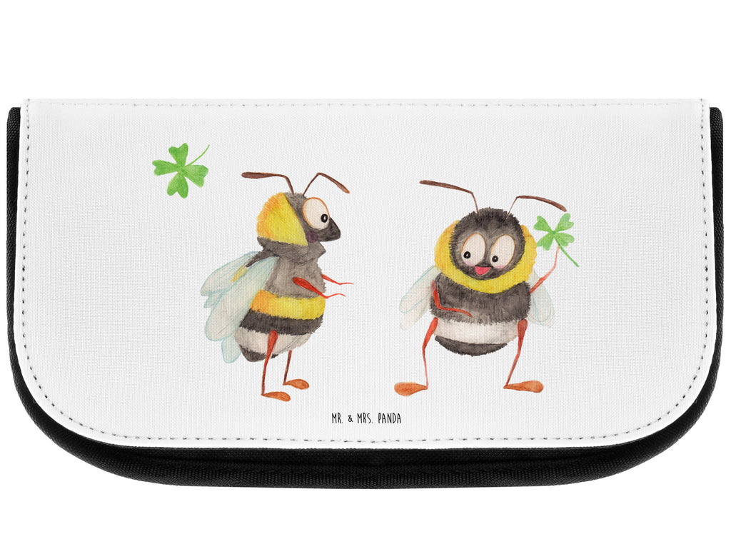 Kosmetiktasche Hummeln mit Kleeblatt Kosmetikbeutel, Kulturtasche, Kulturbeutel, Schminktasche, Make-Up Tasche, Tiermotive, Gute Laune, lustige Sprüche, Tiere, Hummel, Biene, Spruch positiv, Biene Deko, Spruch schön, glücklich sein, glücklich werden, Spruch fröhlich