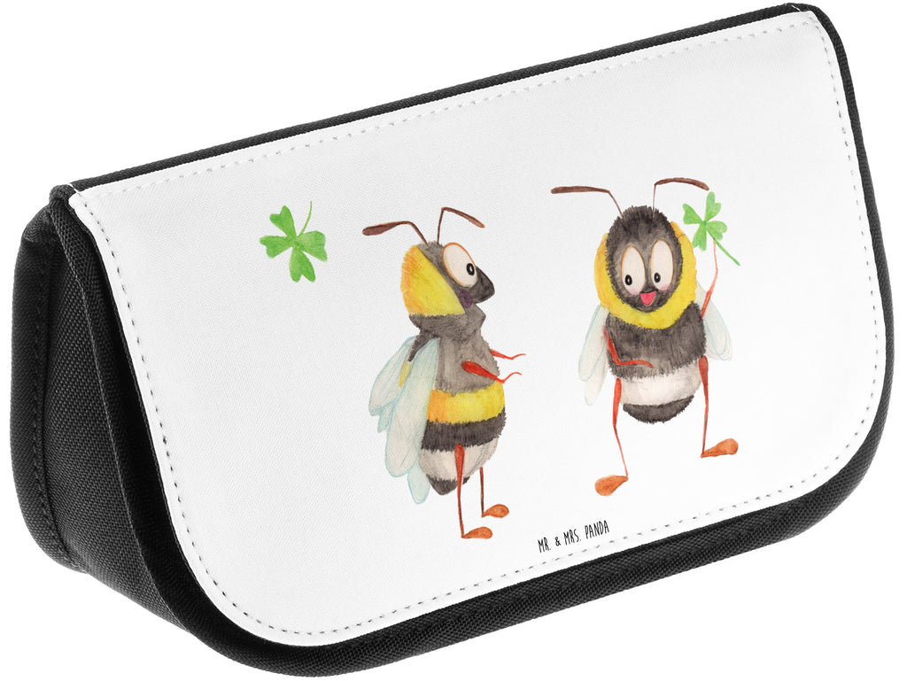 Kosmetiktasche Hummeln mit Kleeblatt Kosmetikbeutel, Kulturtasche, Kulturbeutel, Schminktasche, Make-Up Tasche, Tiermotive, Gute Laune, lustige Sprüche, Tiere, Hummel, Biene, Spruch positiv, Biene Deko, Spruch schön, glücklich sein, glücklich werden, Spruch fröhlich