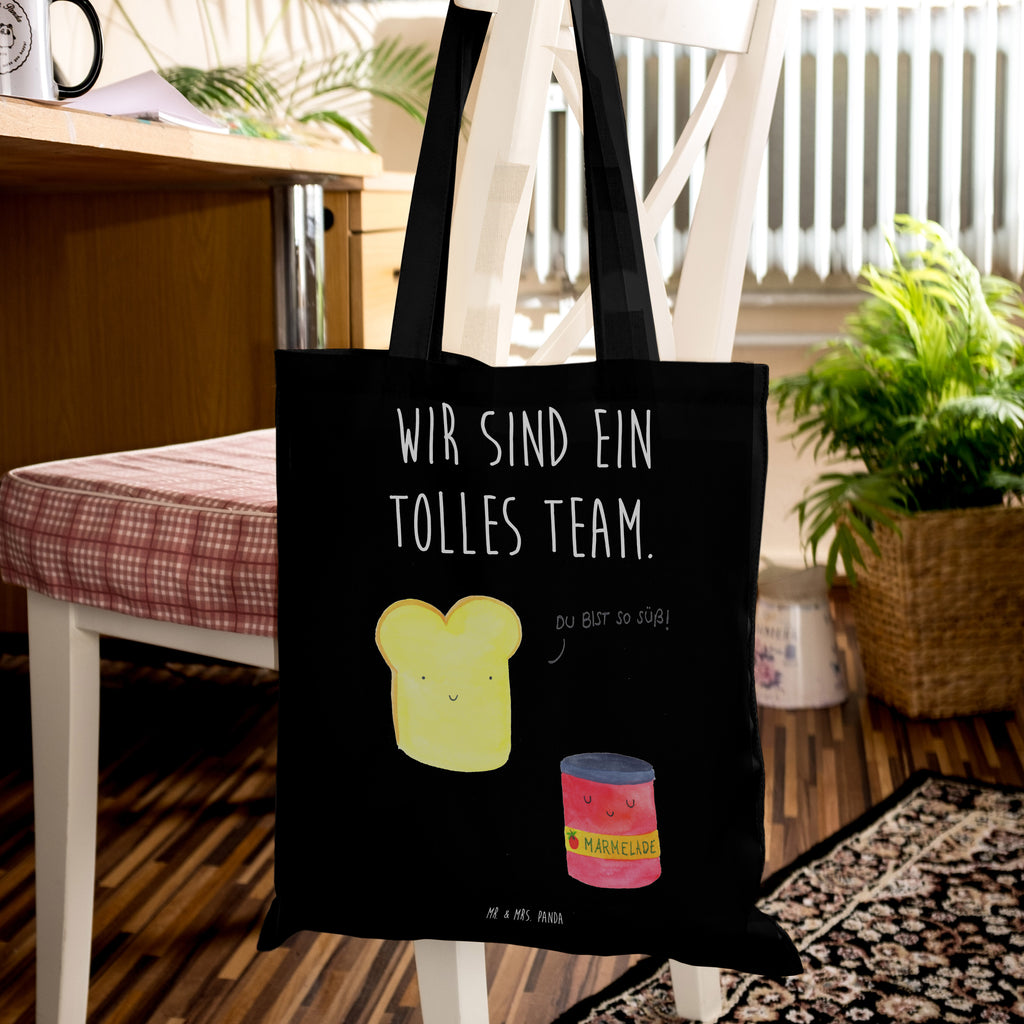Tragetasche Toast & Marmelade Beuteltasche, Beutel, Einkaufstasche, Jutebeutel, Stoffbeutel, Tiermotive, Gute Laune, lustige Sprüche, Tiere, Toast, Marmelade, Dreamteam, süße Postkarte, süß, Küche Deko, Küche Spruch, Frühstück Einladung, Brot, Toastbrot