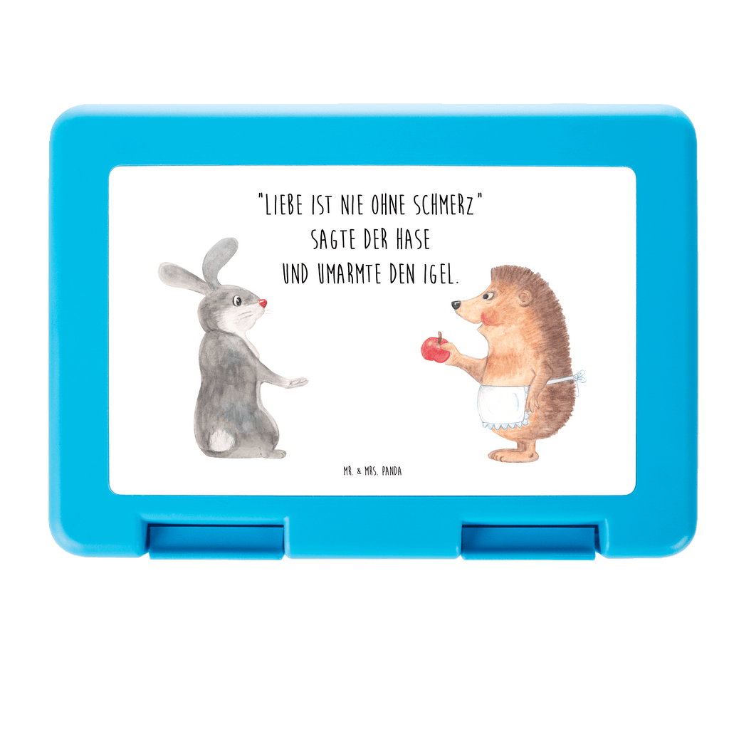 Brotdose Liebe ist nie ohne Schmerz Brotbox, Snackbox, Lunch box, Butterbrotdose, Brotzeitbox, Tiermotive, Gute Laune, lustige Sprüche, Tiere, Igel und Hase, Igel, Hase, Liebe Spruch, Liebeskummer Geschenk, Herzschmerz, Trösten, Trennungsschmerz, Spruch romantisch