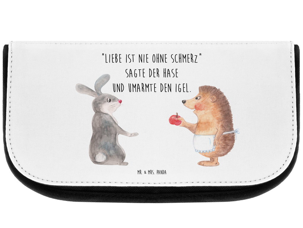 Kosmetiktasche Liebe ist nie ohne Schmerz Kosmetikbeutel, Kulturtasche, Kulturbeutel, Schminktasche, Make-Up Tasche, Tiermotive, Gute Laune, lustige Sprüche, Tiere, Igel und Hase, Igel, Hase, Liebe Spruch, Liebeskummer Geschenk, Herzschmerz, Trösten, Trennungsschmerz, Spruch romantisch