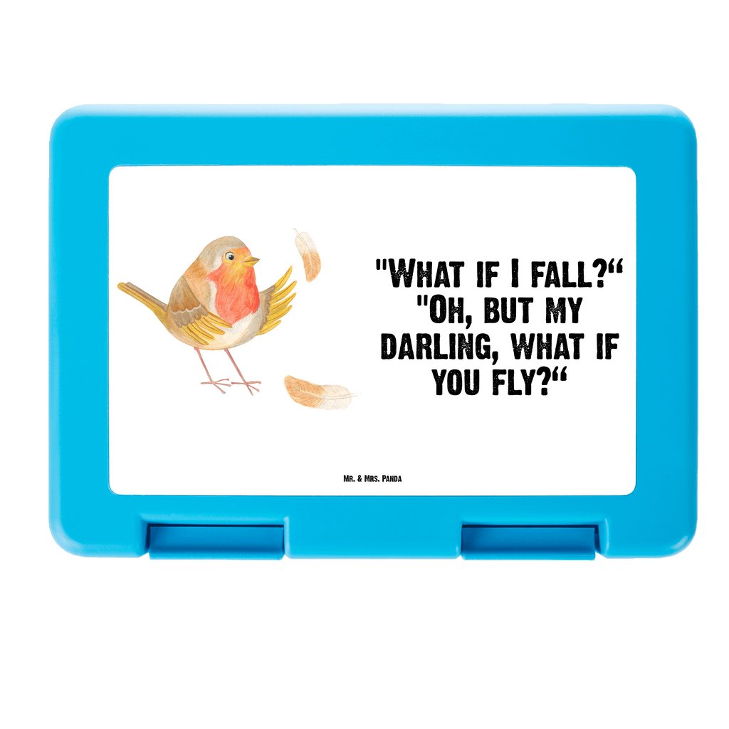 Brotdose Rotkehlchen mit Federn Brotbox, Snackbox, Lunch box, Butterbrotdose, Brotzeitbox, Tiermotive, Gute Laune, lustige Sprüche, Tiere, What if i fall, Rotkehlchen, Spruch Motivation, Spruch Mut, Vogel, Motivation Sprüche, Motivationsbilder, fliegen