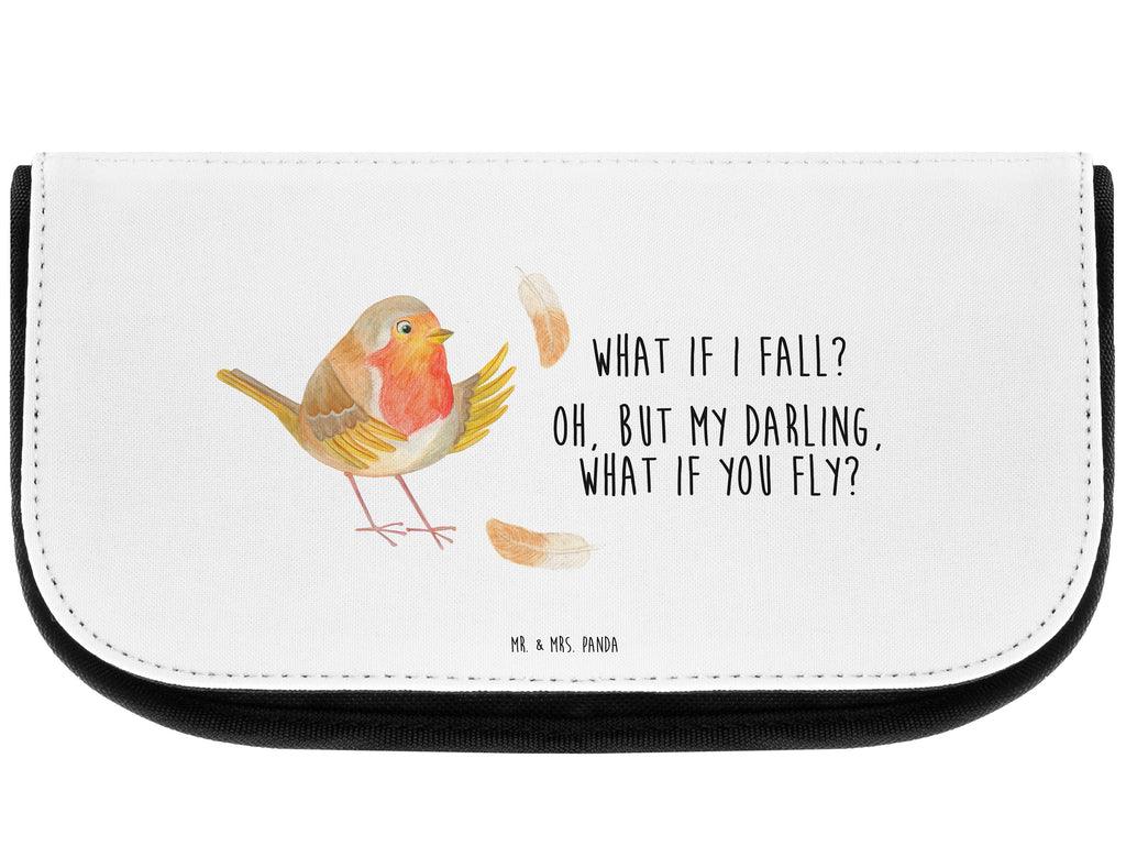 Kosmetiktasche Rotkehlchen mit Federn Kosmetikbeutel, Kulturtasche, Kulturbeutel, Schminktasche, Make-Up Tasche, Tiermotive, Gute Laune, lustige Sprüche, Tiere, What if i fall, Rotkehlchen, Spruch Motivation, Spruch Mut, Vogel, Motivation Sprüche, Motivationsbilder, fliegen