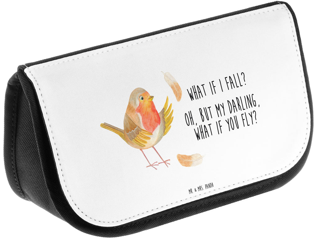 Kosmetiktasche Rotkehlchen mit Federn Kosmetikbeutel, Kulturtasche, Kulturbeutel, Schminktasche, Make-Up Tasche, Tiermotive, Gute Laune, lustige Sprüche, Tiere, What if i fall, Rotkehlchen, Spruch Motivation, Spruch Mut, Vogel, Motivation Sprüche, Motivationsbilder, fliegen