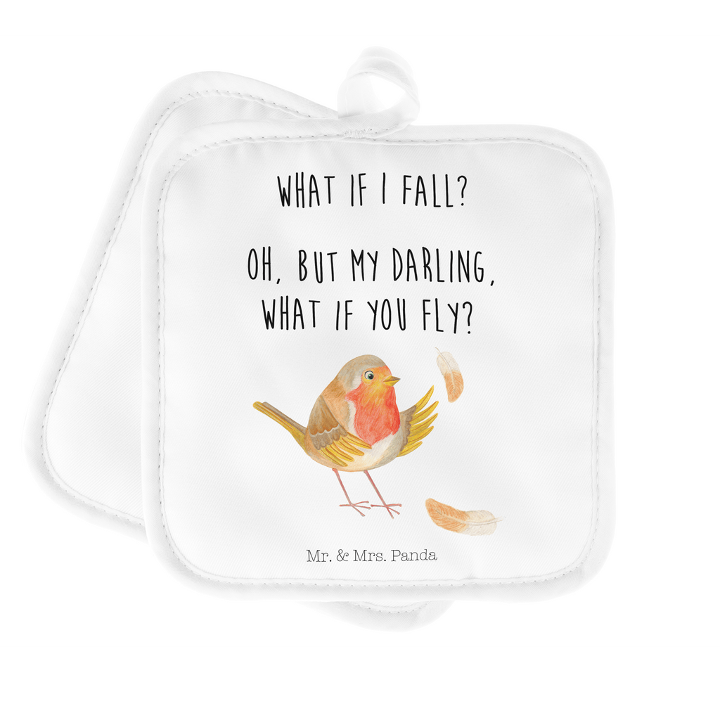 2er Set Topflappen  Rotkehlchen mit Federn Topflappen, Topfuntersetzer, Ofenhandschuh, Topflappen Set, Topflappen lustig, Topflappen mit Spruch, Tiermotive, Gute Laune, lustige Sprüche, Tiere, What if i fall, Rotkehlchen, Spruch Motivation, Spruch Mut, Vogel, Motivation Sprüche, Motivationsbilder, fliegen