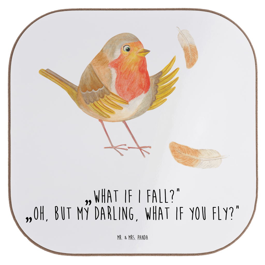 Quadratische Untersetzer Rotkehlchen mit Federn Bierdeckel, Glasuntersetzer, Untersetzer Gläser, Getränkeuntersetzer, Tiermotive, Gute Laune, lustige Sprüche, Tiere, What if i fall, Rotkehlchen, Spruch Motivation, Spruch Mut, Vogel, Motivation Sprüche, Motivationsbilder, fliegen