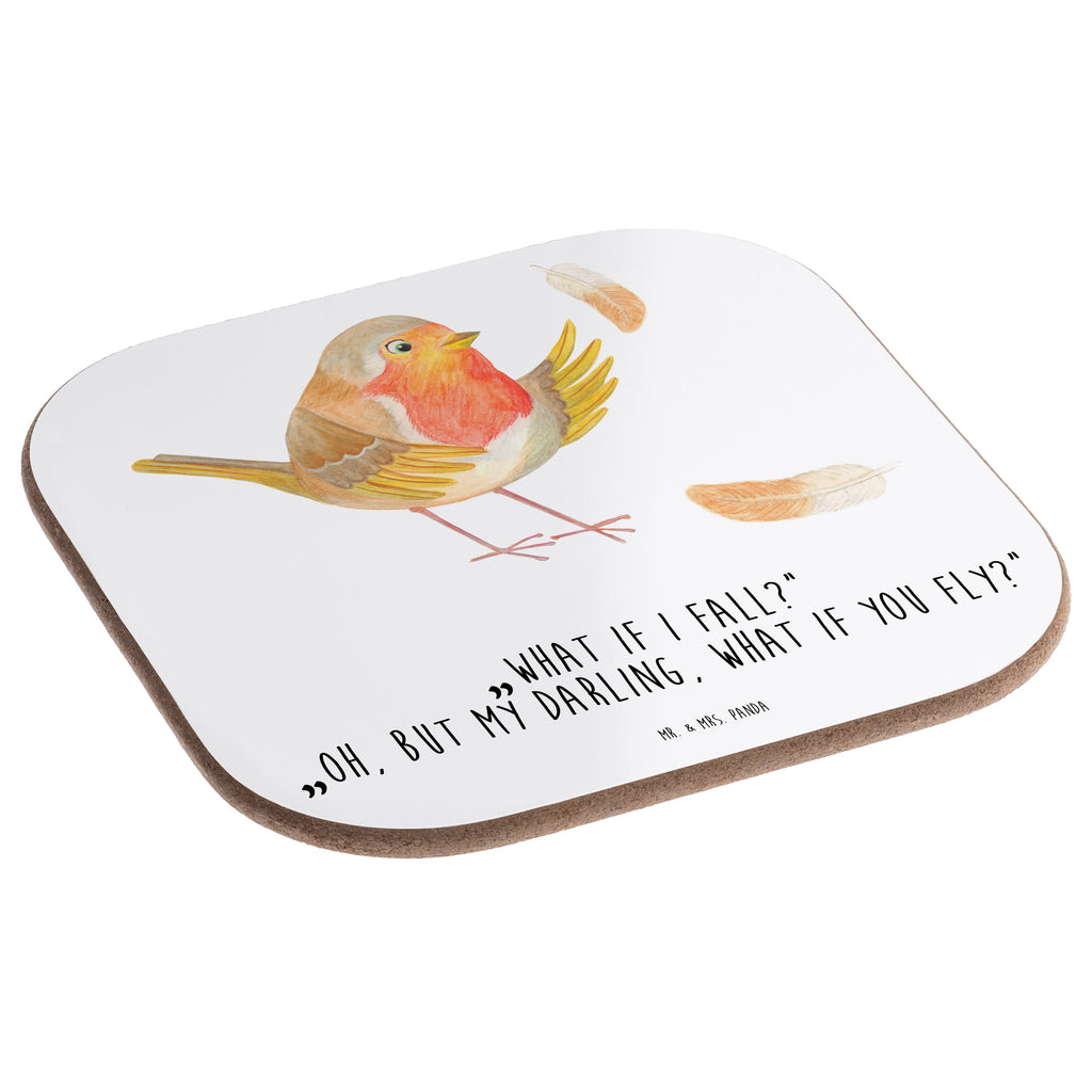 Quadratische Untersetzer Rotkehlchen mit Federn Bierdeckel, Glasuntersetzer, Untersetzer Gläser, Getränkeuntersetzer, Tiermotive, Gute Laune, lustige Sprüche, Tiere, What if i fall, Rotkehlchen, Spruch Motivation, Spruch Mut, Vogel, Motivation Sprüche, Motivationsbilder, fliegen