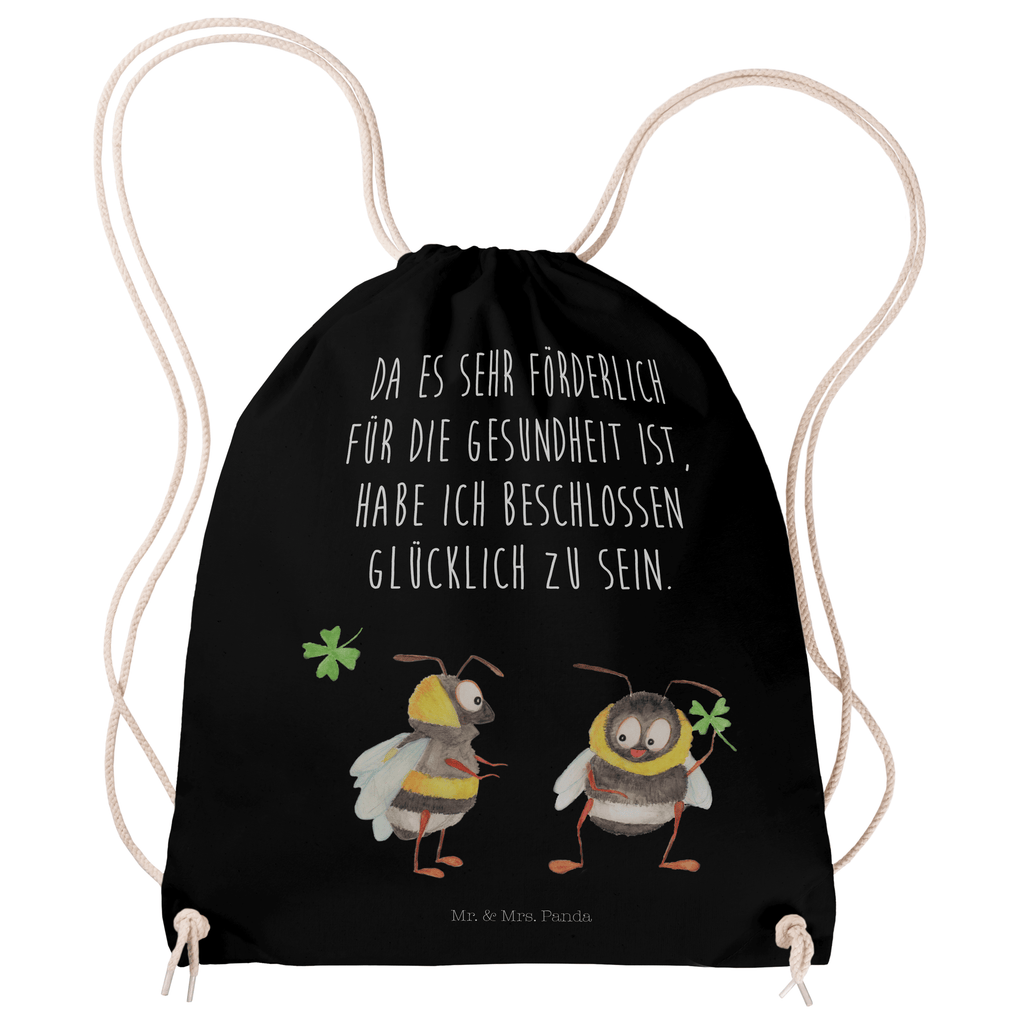 Sportbeutel Hummeln mit Kleeblatt Turnbeutel, Beutel, Sporttasche, Tasche, Stoffbeutel, Tiermotive, Gute Laune, lustige Sprüche, Tiere, Hummel, Biene, Spruch positiv, Biene Deko, Spruch schön, glücklich sein, glücklich werden, Spruch fröhlich