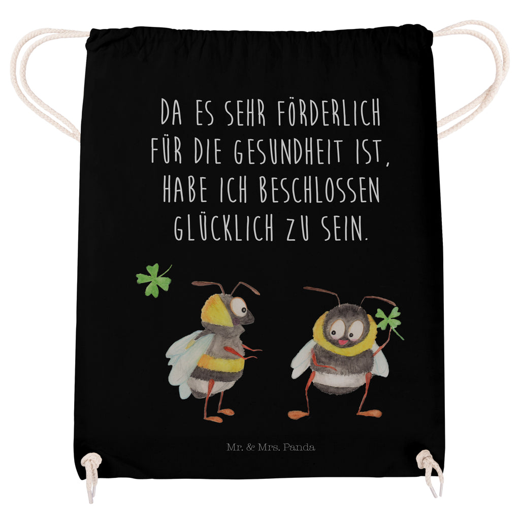 Sportbeutel Hummeln mit Kleeblatt Turnbeutel, Beutel, Sporttasche, Tasche, Stoffbeutel, Tiermotive, Gute Laune, lustige Sprüche, Tiere, Hummel, Biene, Spruch positiv, Biene Deko, Spruch schön, glücklich sein, glücklich werden, Spruch fröhlich