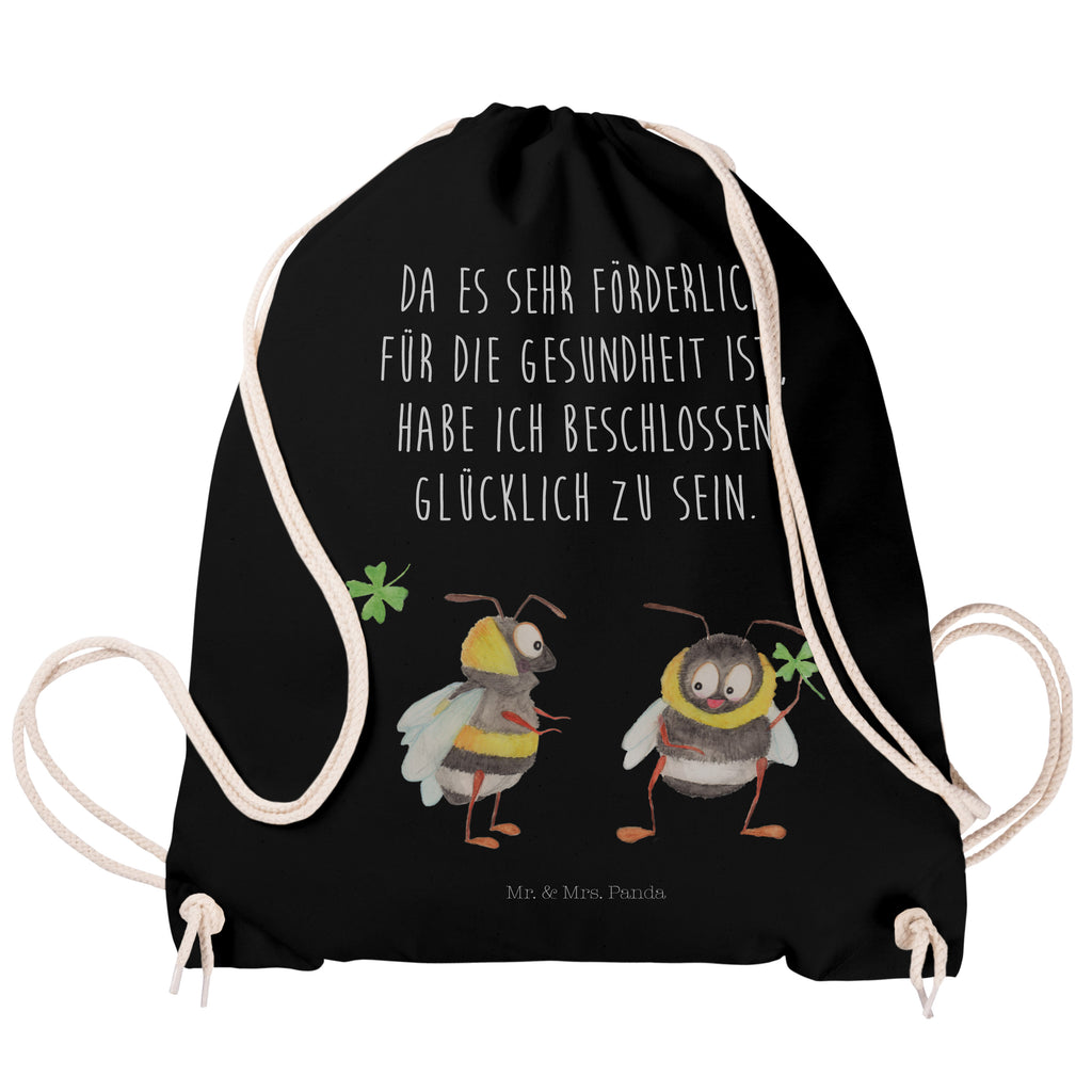 Sportbeutel Hummeln mit Kleeblatt Turnbeutel, Beutel, Sporttasche, Tasche, Stoffbeutel, Tiermotive, Gute Laune, lustige Sprüche, Tiere, Hummel, Biene, Spruch positiv, Biene Deko, Spruch schön, glücklich sein, glücklich werden, Spruch fröhlich