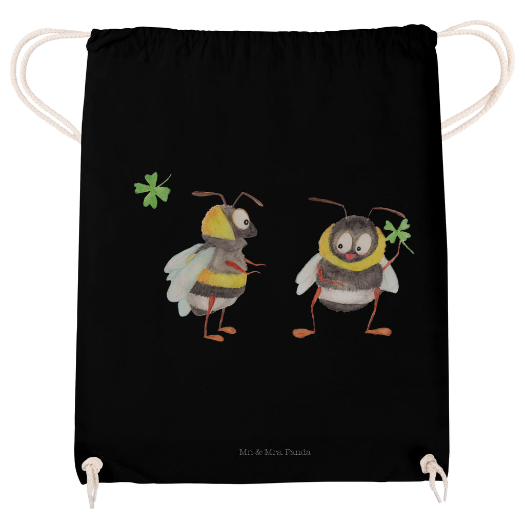 Sportbeutel Hummeln mit Kleeblatt Turnbeutel, Beutel, Sporttasche, Tasche, Stoffbeutel, Tiermotive, Gute Laune, lustige Sprüche, Tiere, Hummel, Biene, Spruch positiv, Biene Deko, Spruch schön, glücklich sein, glücklich werden, Spruch fröhlich