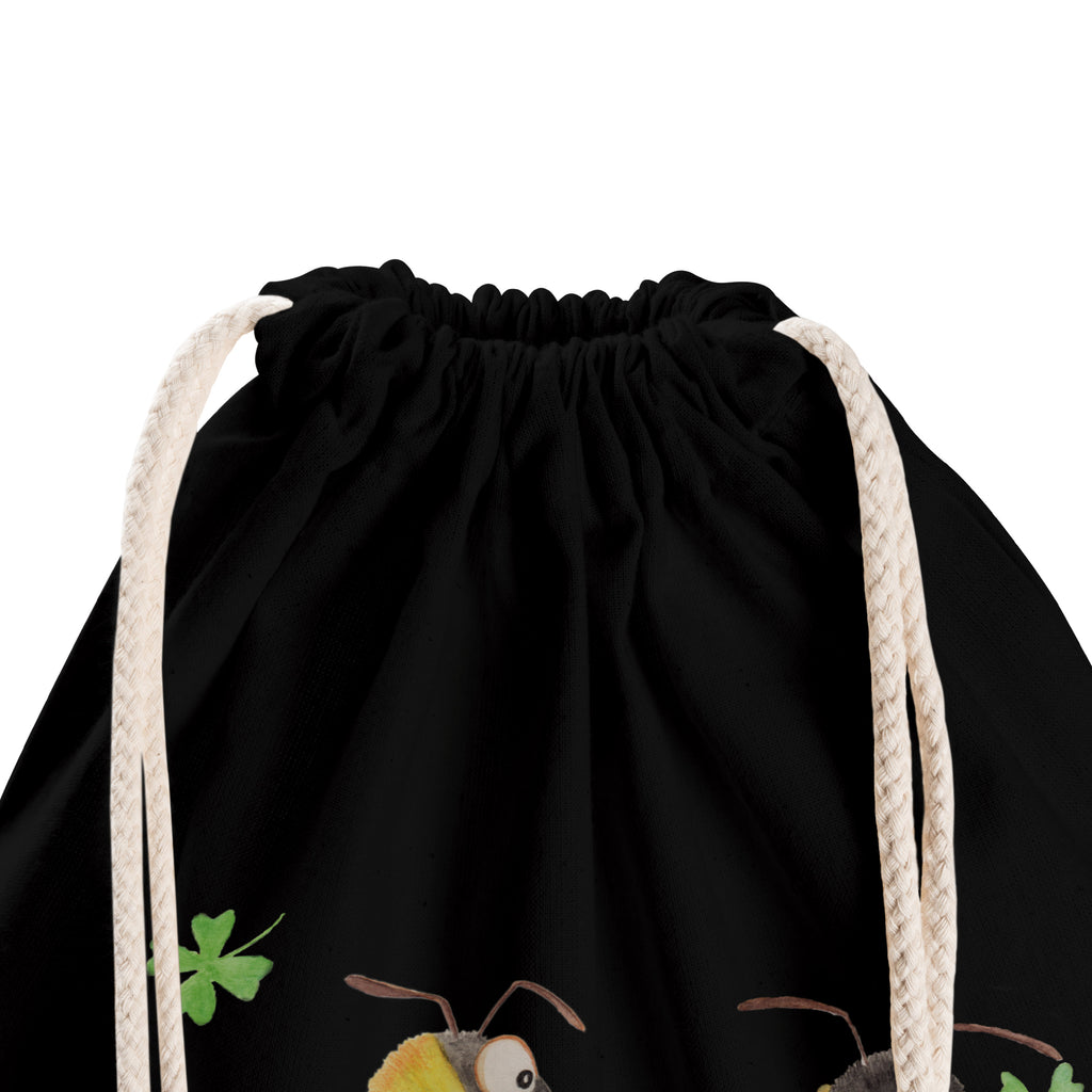 Sportbeutel Hummeln mit Kleeblatt Turnbeutel, Beutel, Sporttasche, Tasche, Stoffbeutel, Tiermotive, Gute Laune, lustige Sprüche, Tiere, Hummel, Biene, Spruch positiv, Biene Deko, Spruch schön, glücklich sein, glücklich werden, Spruch fröhlich