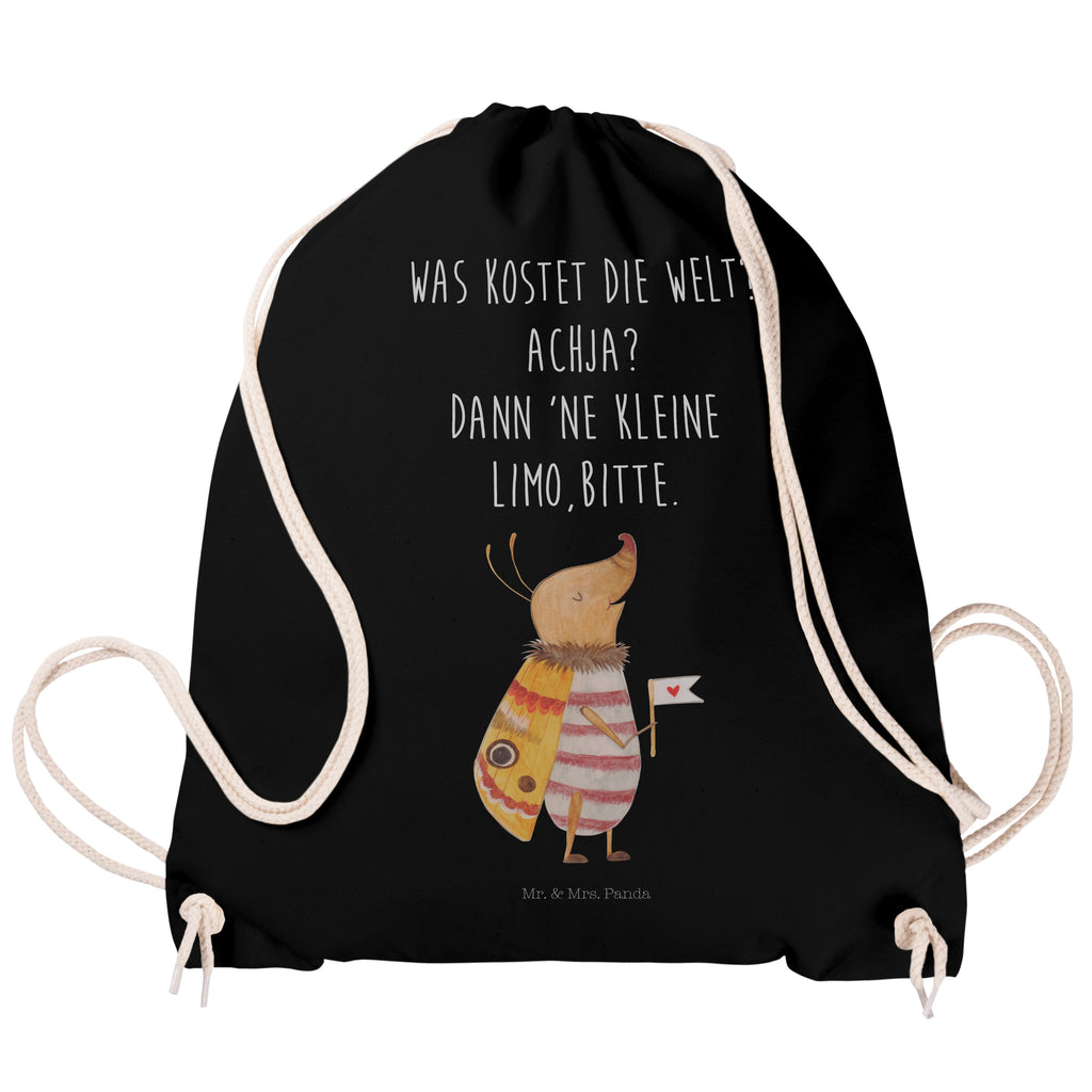 Sportbeutel Nachtfalter mit Fähnchen Turnbeutel, Beutel, Sporttasche, Tasche, Stoffbeutel, Tiermotive, Gute Laune, lustige Sprüche, Tiere, Nachtfalter, Käfer, Spruch lustig, Spruch witzig, süß, niedlich, Küche Deko, Was kostet die Welt