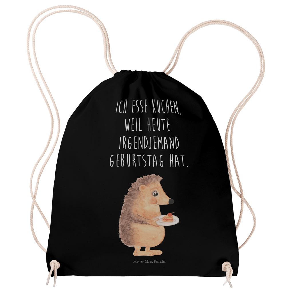 Sportbeutel Igel mit Kuchenstück Turnbeutel, Beutel, Sporttasche, Tasche, Stoffbeutel, Tiermotive, Gute Laune, lustige Sprüche, Tiere, Igel, Essen Spruch, Kuchen, Backen Geschenk, Kuchen backen, Einladung Party, Geburtstagskuchen, Torte