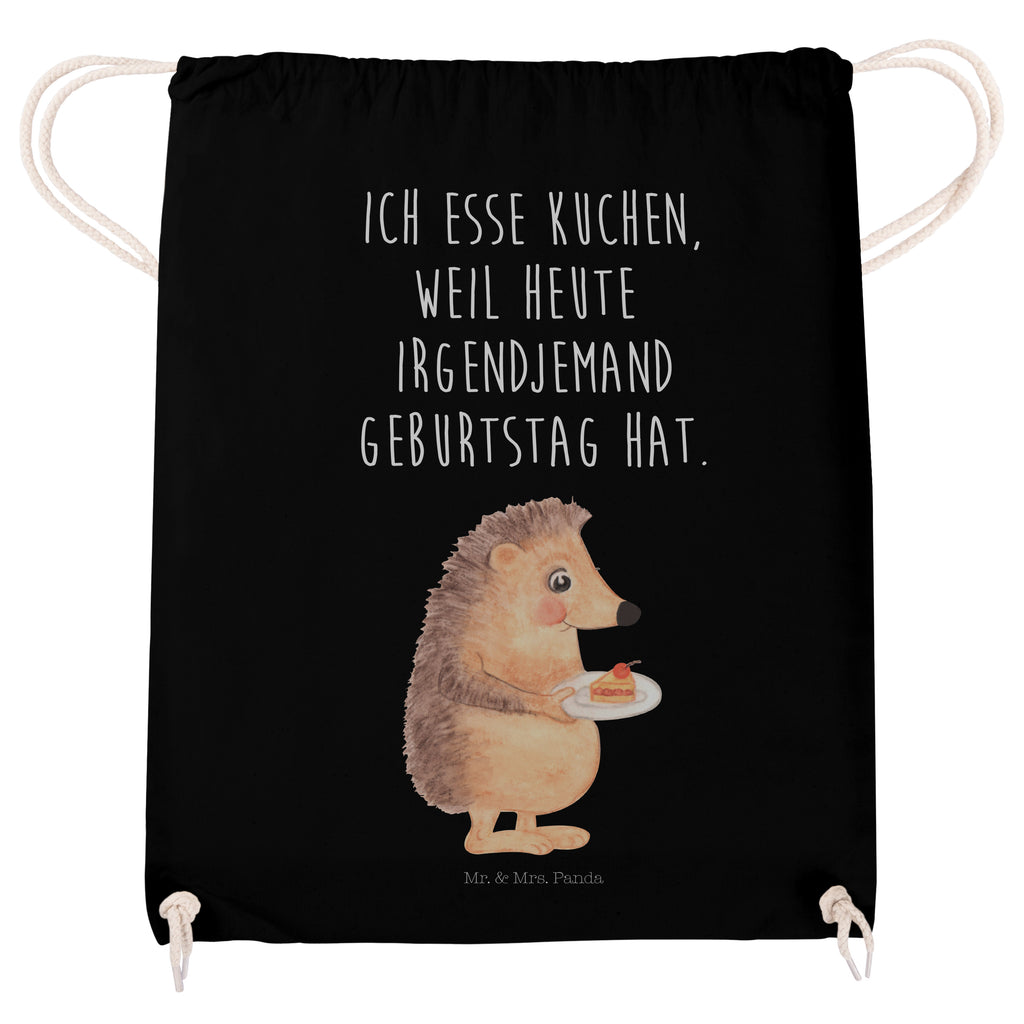 Sportbeutel Igel mit Kuchenstück Turnbeutel, Beutel, Sporttasche, Tasche, Stoffbeutel, Tiermotive, Gute Laune, lustige Sprüche, Tiere, Igel, Essen Spruch, Kuchen, Backen Geschenk, Kuchen backen, Einladung Party, Geburtstagskuchen, Torte