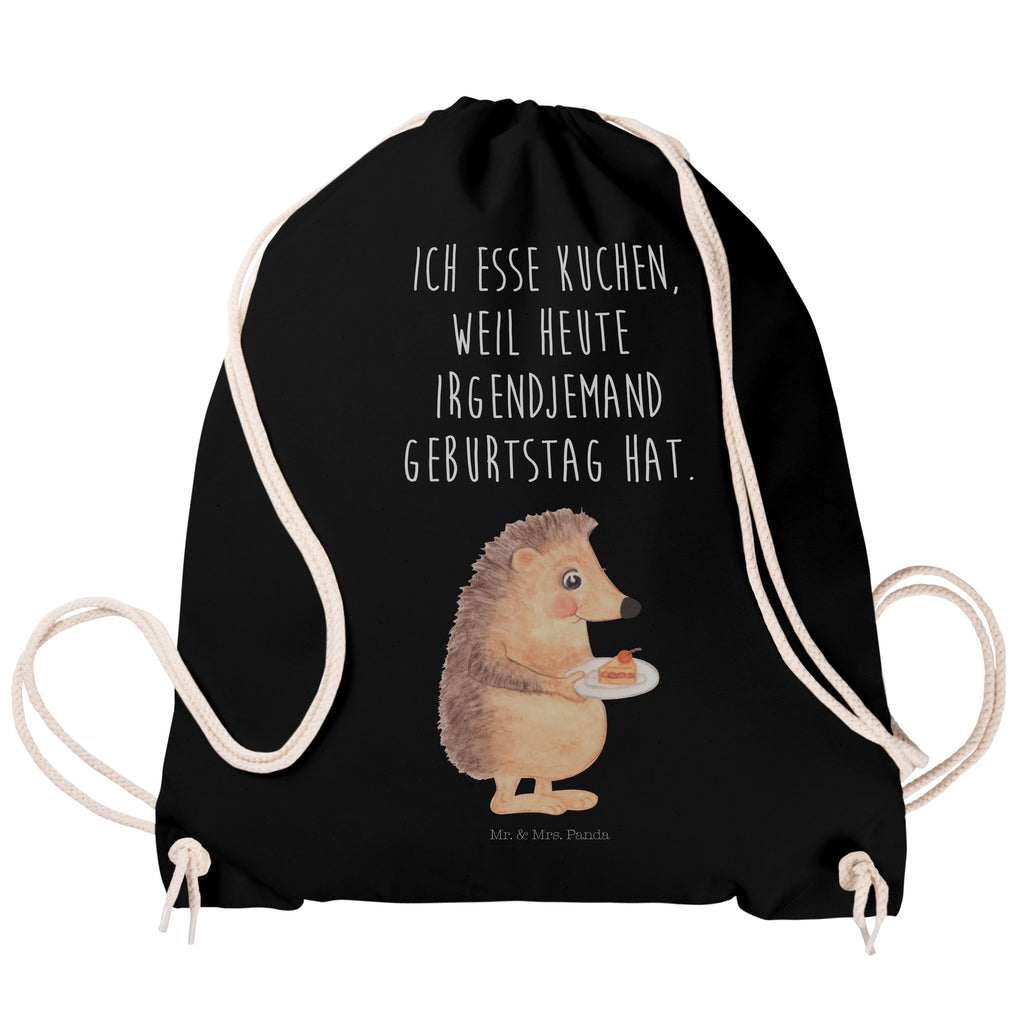 Sportbeutel Igel mit Kuchenstück Turnbeutel, Beutel, Sporttasche, Tasche, Stoffbeutel, Tiermotive, Gute Laune, lustige Sprüche, Tiere, Igel, Essen Spruch, Kuchen, Backen Geschenk, Kuchen backen, Einladung Party, Geburtstagskuchen, Torte