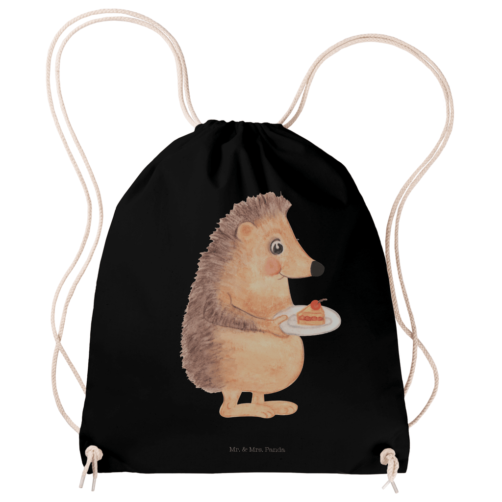 Sportbeutel Igel mit Kuchenstück Turnbeutel, Beutel, Sporttasche, Tasche, Stoffbeutel, Tiermotive, Gute Laune, lustige Sprüche, Tiere, Igel, Essen Spruch, Kuchen, Backen Geschenk, Kuchen backen, Einladung Party, Geburtstagskuchen, Torte
