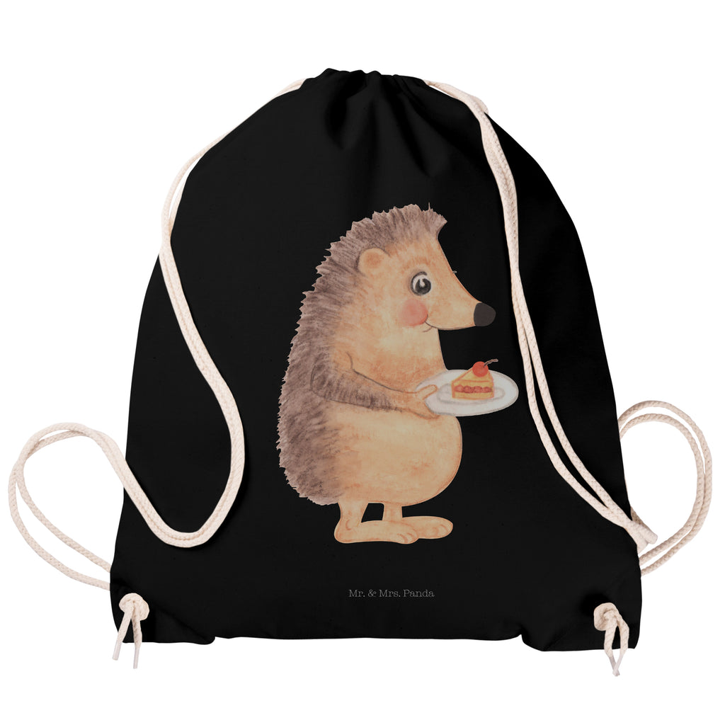 Sportbeutel Igel mit Kuchenstück Turnbeutel, Beutel, Sporttasche, Tasche, Stoffbeutel, Tiermotive, Gute Laune, lustige Sprüche, Tiere, Igel, Essen Spruch, Kuchen, Backen Geschenk, Kuchen backen, Einladung Party, Geburtstagskuchen, Torte