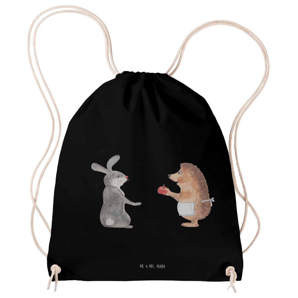 Sportbeutel Liebe ist nie ohne Schmerz Turnbeutel, Beutel, Sporttasche, Tasche, Stoffbeutel, Tiermotive, Gute Laune, lustige Sprüche, Tiere, Igel und Hase, Igel, Hase, Liebe Spruch, Liebeskummer Geschenk, Herzschmerz, Trösten, Trennungsschmerz, Spruch romantisch