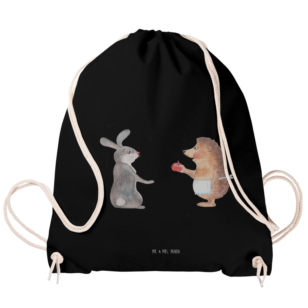 Sportbeutel Liebe ist nie ohne Schmerz Turnbeutel, Beutel, Sporttasche, Tasche, Stoffbeutel, Tiermotive, Gute Laune, lustige Sprüche, Tiere, Igel und Hase, Igel, Hase, Liebe Spruch, Liebeskummer Geschenk, Herzschmerz, Trösten, Trennungsschmerz, Spruch romantisch