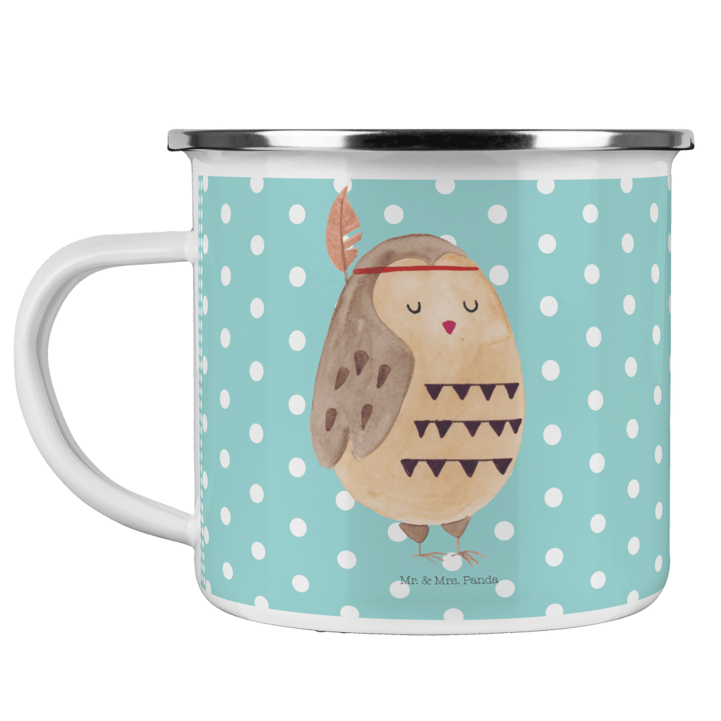 Camping Emaille Tasse Eule Federschmuck Campingtasse, Trinkbecher, Metalltasse, Outdoor Tasse, Emaille Trinkbecher, Blechtasse Outdoor, Emaille Campingbecher, Edelstahl Trinkbecher, Metalltasse für Camping, Kaffee Blechtasse, Camping Tasse Metall, Eule, Eule Deko, Owl, Das Leben ist ein Abenteuer, Reisespruch, Federschmuck, Dekoration
