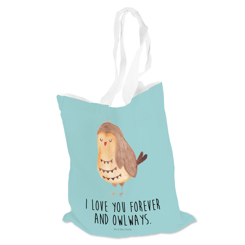 Tragetasche Eule Zufrieden Beuteltasche, Beutel, Einkaufstasche, Jutebeutel, Stoffbeutel, Eule, Eule Spruch, Eule deko, Owl, Liebe Spruch, Romantisch, Wortspiel lustig, Spruch schön, Geschenk Hochzeitstag