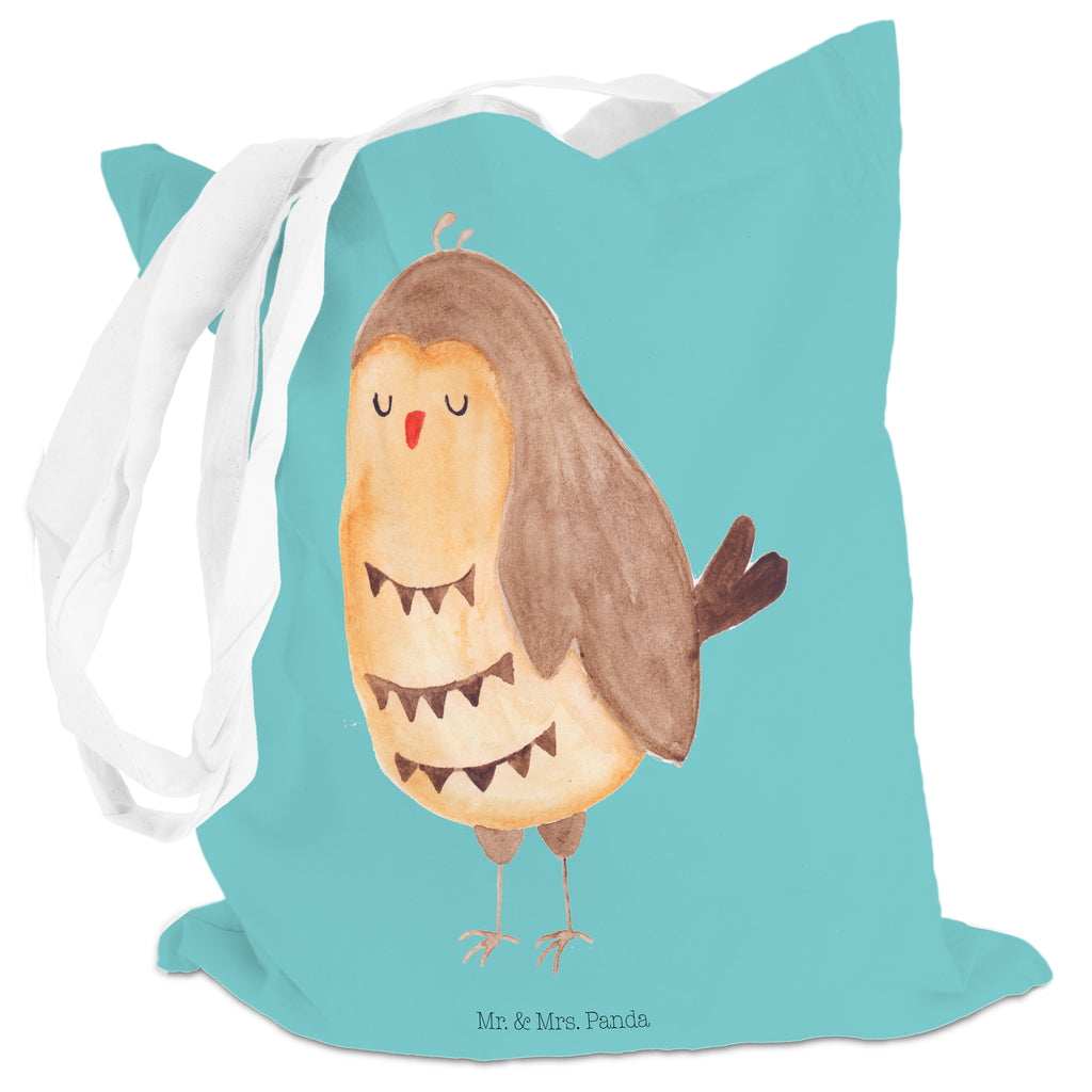 Tragetasche Eule Zufrieden Beuteltasche, Beutel, Einkaufstasche, Jutebeutel, Stoffbeutel, Eule, Eule Spruch, Eule deko, Owl, Liebe Spruch, Romantisch, Wortspiel lustig, Spruch schön, Geschenk Hochzeitstag