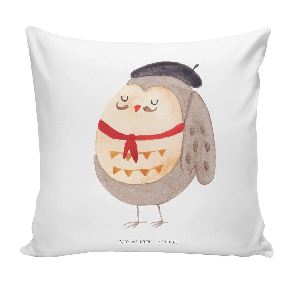 40x40 Kissen Eule Französisch Kissenhülle, Kopfkissen, Sofakissen, Dekokissen, Motivkissen, Eule, Eulen, Eule Deko, Owl, hibou, La vie est belle, das Leben ist schön, Spruch schön, Spruch Französisch, Frankreich