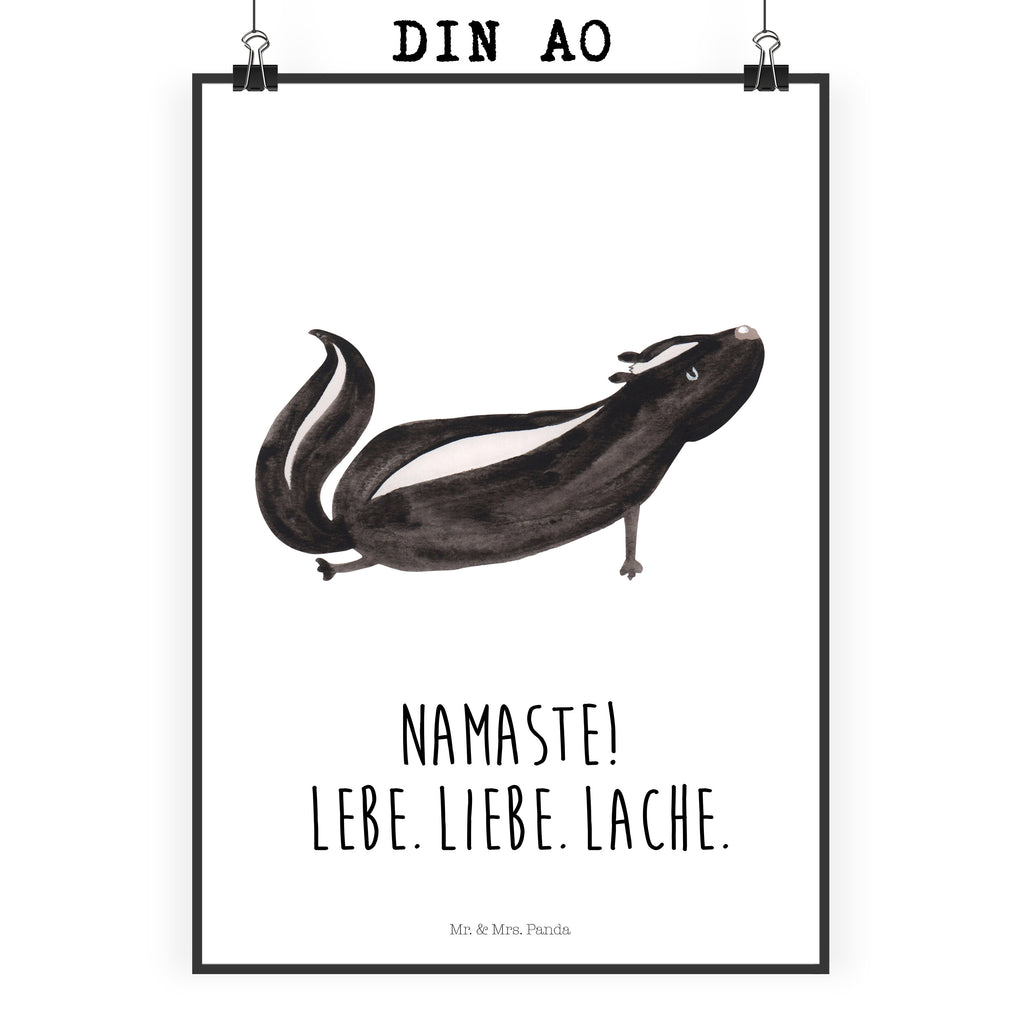 Poster Stinktier Yoga Poster, Wandposter, Bild, Wanddeko, Küchenposter, Kinderposter, Wanddeko Bild, Raumdekoration, Wanddekoration, Handgemaltes Poster, Mr. & Mrs. Panda Poster, Designposter, Kunstdruck, Posterdruck, Stinktier, Skunk, Wildtier, Raubtier, Stinker, Stinki, Yoga, Namaste, Lebe, Liebe, Lache