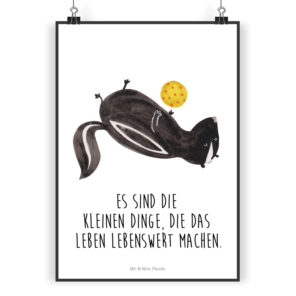 Poster Stinktier Ball Poster, Wandposter, Bild, Wanddeko, Küchenposter, Kinderposter, Wanddeko Bild, Raumdekoration, Wanddekoration, Handgemaltes Poster, Mr. & Mrs. Panda Poster, Designposter, Kunstdruck, Posterdruck, Stinktier, Skunk, Wildtier, Raubtier, Stinker, Stinki, verspielt, Weisheit