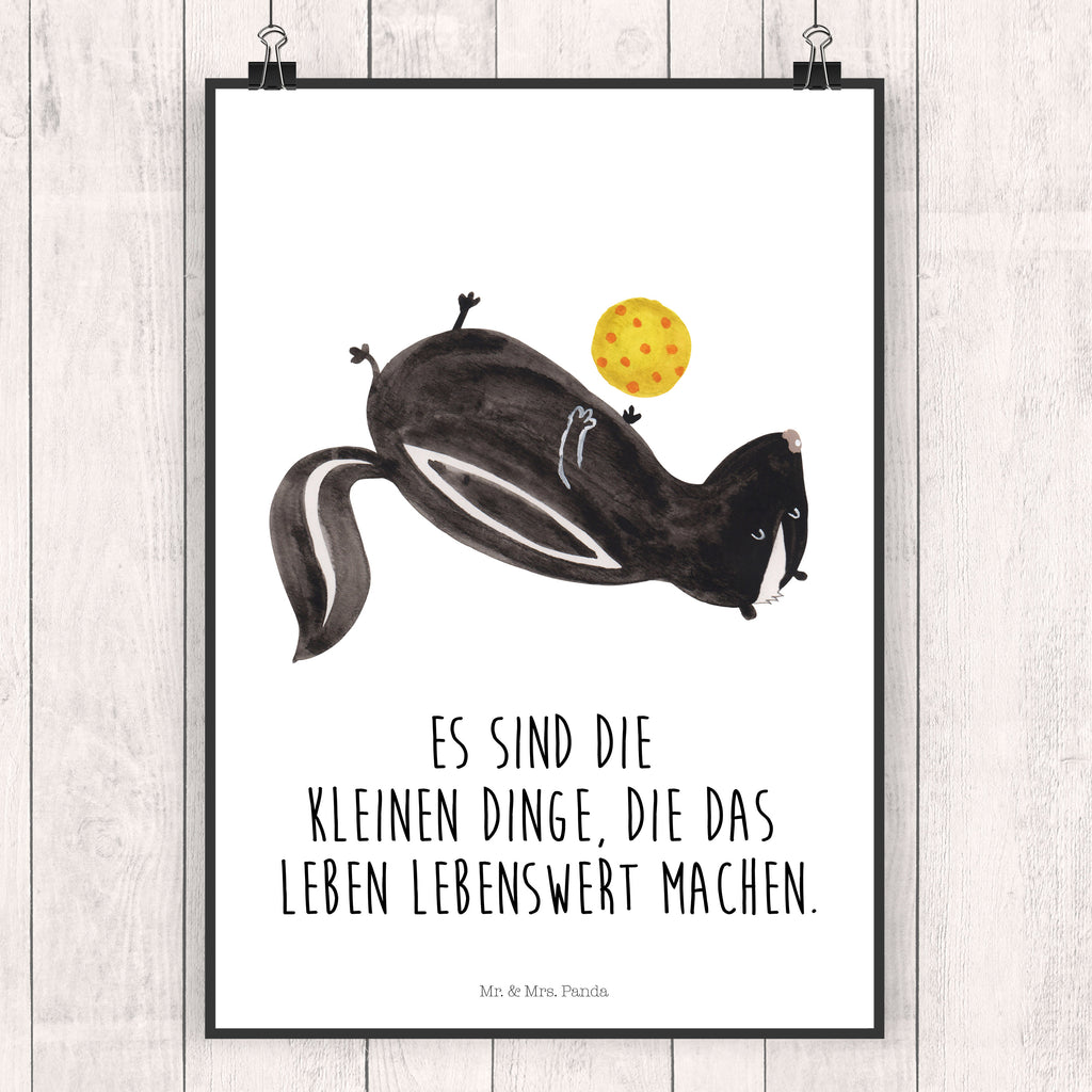 Poster Stinktier Ball Poster, Wandposter, Bild, Wanddeko, Küchenposter, Kinderposter, Wanddeko Bild, Raumdekoration, Wanddekoration, Handgemaltes Poster, Mr. & Mrs. Panda Poster, Designposter, Kunstdruck, Posterdruck, Stinktier, Skunk, Wildtier, Raubtier, Stinker, Stinki, verspielt, Weisheit