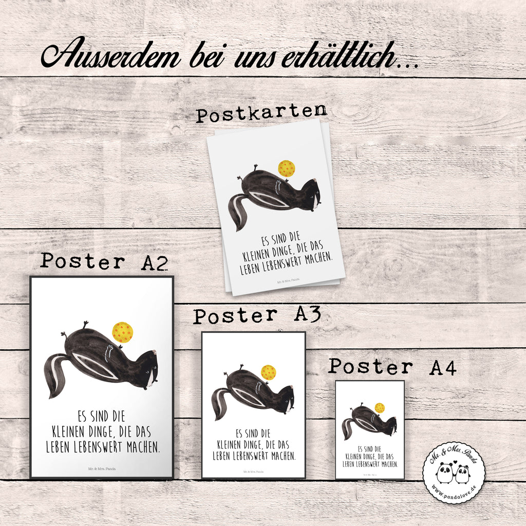 Poster Stinktier Ball Poster, Wandposter, Bild, Wanddeko, Küchenposter, Kinderposter, Wanddeko Bild, Raumdekoration, Wanddekoration, Handgemaltes Poster, Mr. & Mrs. Panda Poster, Designposter, Kunstdruck, Posterdruck, Stinktier, Skunk, Wildtier, Raubtier, Stinker, Stinki, verspielt, Weisheit