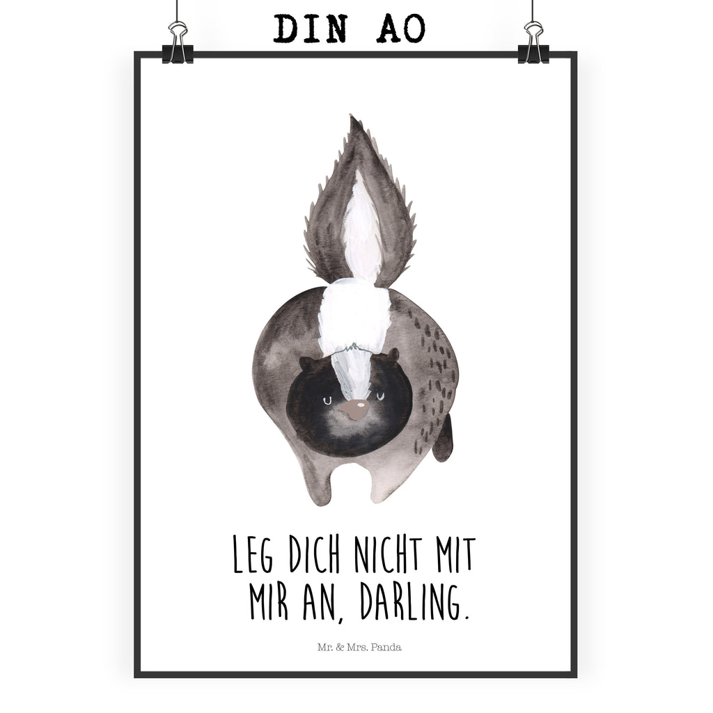 Poster Stinktier Angriff Poster, Wandposter, Bild, Wanddeko, Küchenposter, Kinderposter, Wanddeko Bild, Raumdekoration, Wanddekoration, Handgemaltes Poster, Mr. & Mrs. Panda Poster, Designposter, Kunstdruck, Posterdruck, Stinktier, Skunk, Wildtier, Raubtier, Stinker, Stinki, wütend, Drohung
