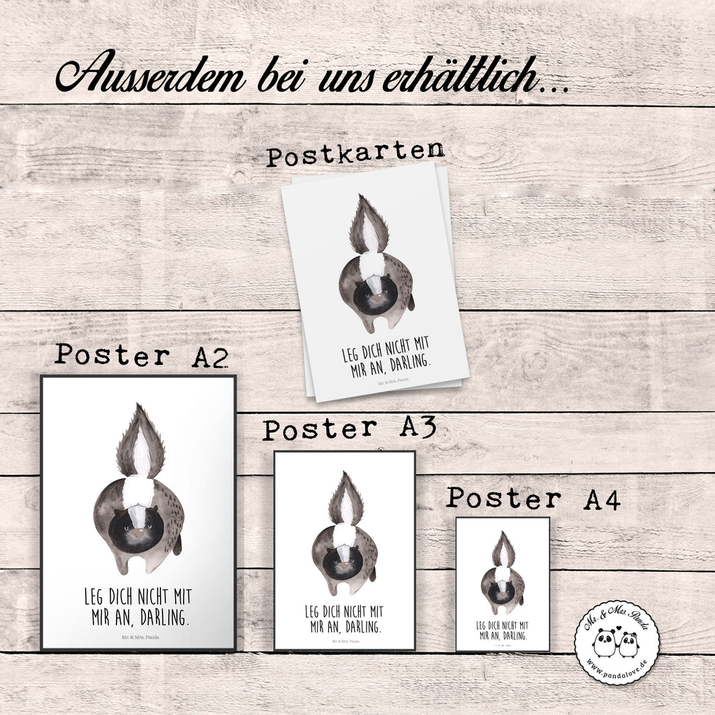 Poster Stinktier Angriff Poster, Wandposter, Bild, Wanddeko, Küchenposter, Kinderposter, Wanddeko Bild, Raumdekoration, Wanddekoration, Handgemaltes Poster, Mr. & Mrs. Panda Poster, Designposter, Kunstdruck, Posterdruck, Stinktier, Skunk, Wildtier, Raubtier, Stinker, Stinki, wütend, Drohung