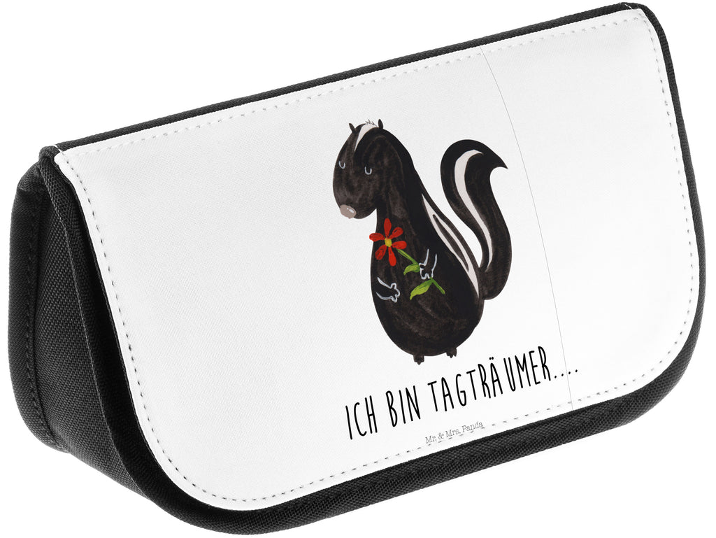Kosmetiktasche Stinktier Blume Kosmetikbeutel, Kulturtasche, Kulturbeutel, Schminktasche, Make-Up Tasche, Stinktier, Skunk, Wildtier, Raubtier, Stinker, Stinki, Tagträumer, verträumt, Dreams, Träume
