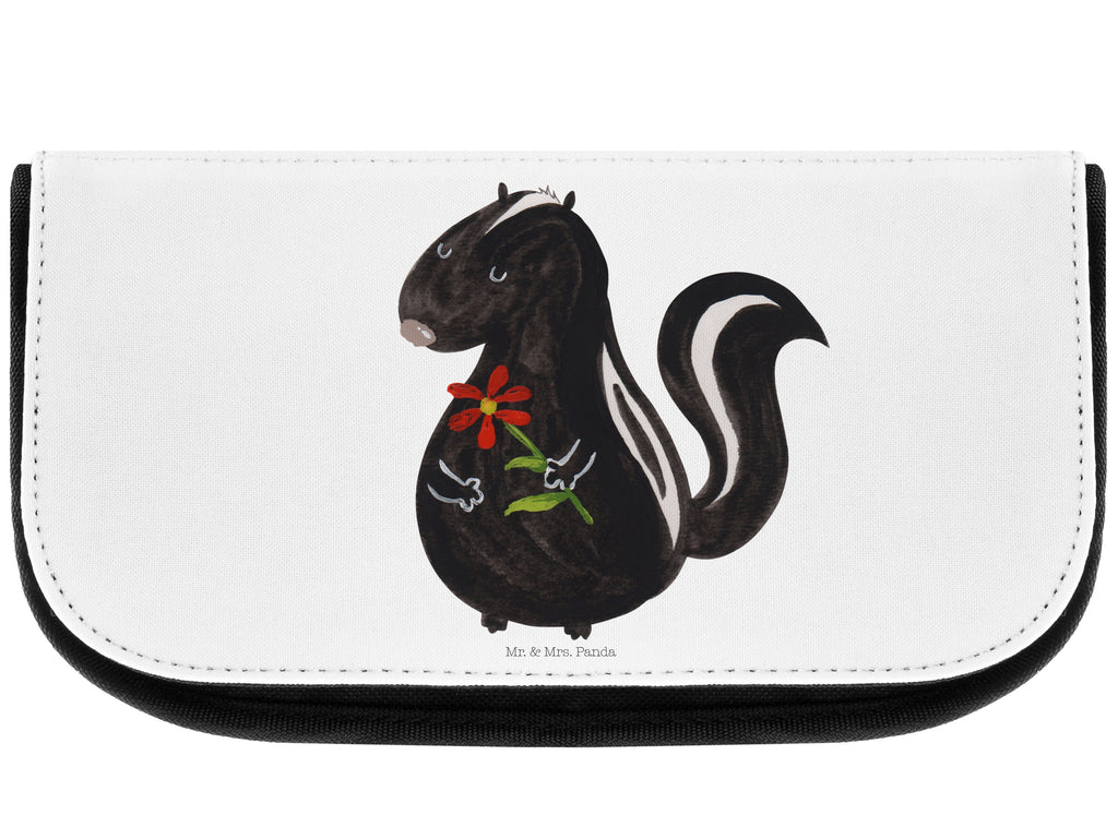 Kosmetiktasche Stinktier Blume Kosmetikbeutel, Kulturtasche, Kulturbeutel, Schminktasche, Make-Up Tasche, Stinktier, Skunk, Wildtier, Raubtier, Stinker, Stinki, Tagträumer, verträumt, Dreams, Träume