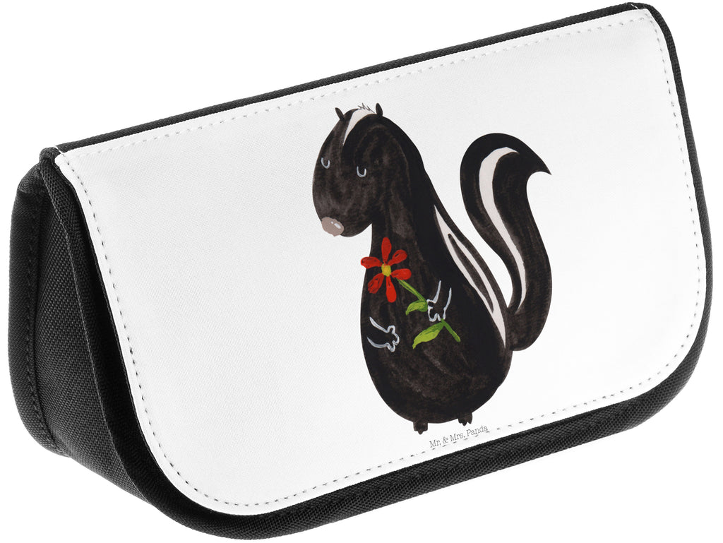 Kosmetiktasche Stinktier Blume Kosmetikbeutel, Kulturtasche, Kulturbeutel, Schminktasche, Make-Up Tasche, Stinktier, Skunk, Wildtier, Raubtier, Stinker, Stinki, Tagträumer, verträumt, Dreams, Träume