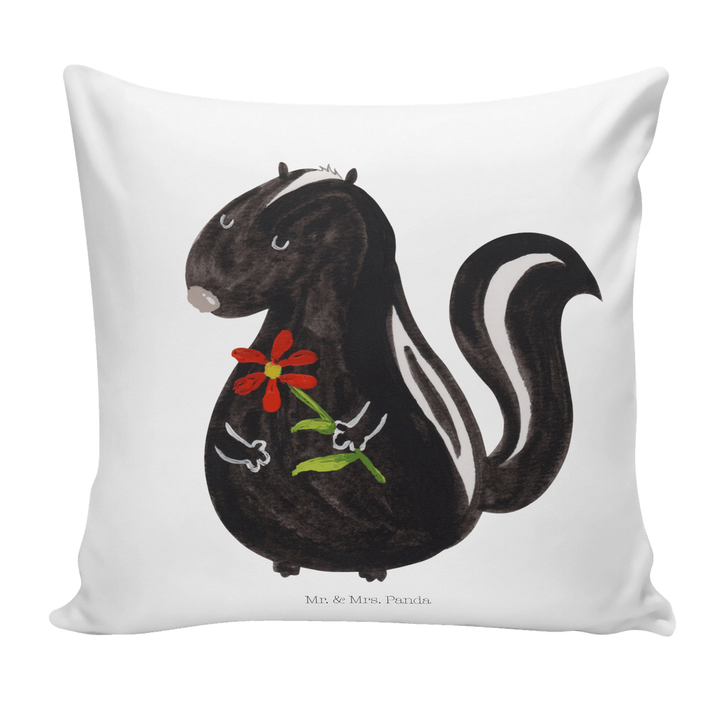 40x40 Kissen Stinktier Blume Kissenhülle, Kopfkissen, Sofakissen, Dekokissen, Motivkissen, Stinktier, Skunk, Wildtier, Raubtier, Stinker, Stinki, Tagträumer, verträumt, Dreams, Träume