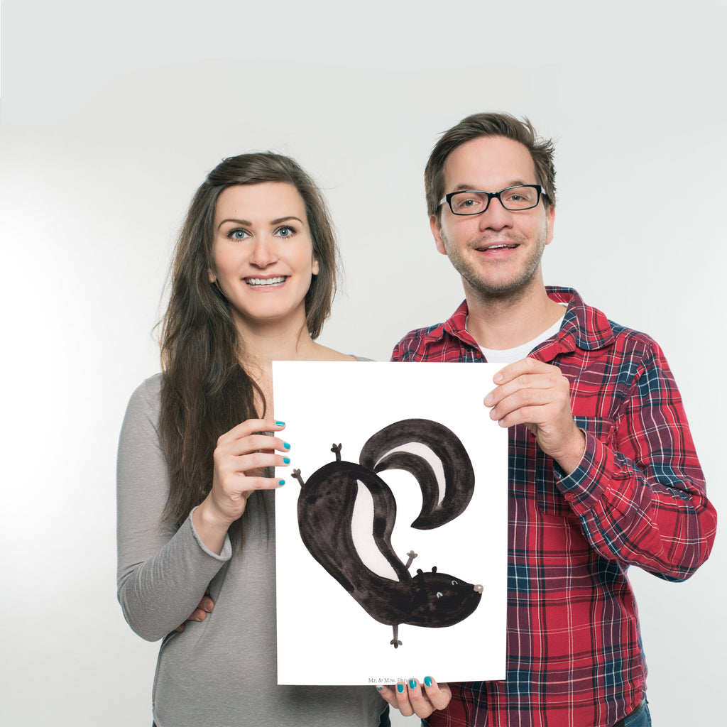 Poster Stinktier Handstand Poster, Wandposter, Bild, Wanddeko, Küchenposter, Kinderposter, Wanddeko Bild, Raumdekoration, Wanddekoration, Handgemaltes Poster, Mr. & Mrs. Panda Poster, Designposter, Kunstdruck, Posterdruck, Stinktier, Skunk, Wildtier, Raubtier, Stinker, Stinki, Spielplatz, verpielt, Kind