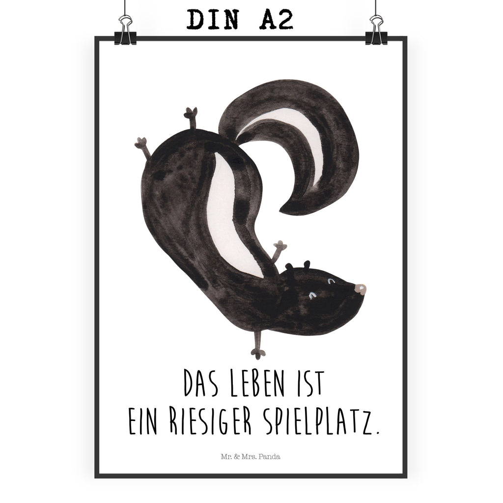 Poster Stinktier Handstand Poster, Wandposter, Bild, Wanddeko, Küchenposter, Kinderposter, Wanddeko Bild, Raumdekoration, Wanddekoration, Handgemaltes Poster, Mr. & Mrs. Panda Poster, Designposter, Kunstdruck, Posterdruck, Stinktier, Skunk, Wildtier, Raubtier, Stinker, Stinki, Spielplatz, verpielt, Kind