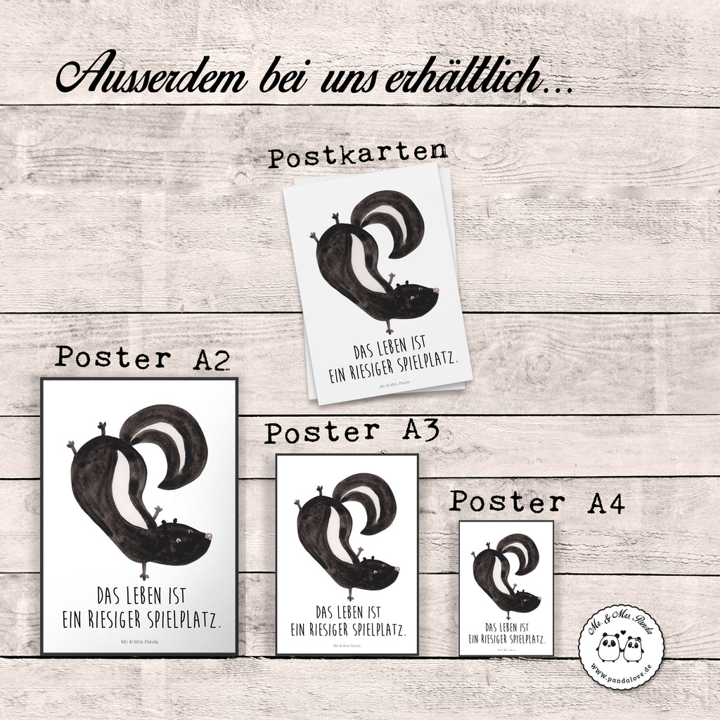 Poster Stinktier Handstand Poster, Wandposter, Bild, Wanddeko, Küchenposter, Kinderposter, Wanddeko Bild, Raumdekoration, Wanddekoration, Handgemaltes Poster, Mr. & Mrs. Panda Poster, Designposter, Kunstdruck, Posterdruck, Stinktier, Skunk, Wildtier, Raubtier, Stinker, Stinki, Spielplatz, verpielt, Kind