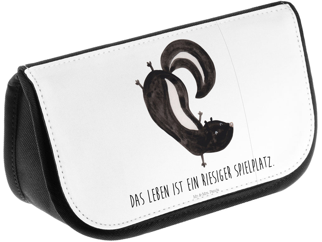 Kosmetiktasche Stinktier Handstand Kosmetikbeutel, Kulturtasche, Kulturbeutel, Schminktasche, Make-Up Tasche, Stinktier, Skunk, Wildtier, Raubtier, Stinker, Stinki, Spielplatz, verpielt, Kind