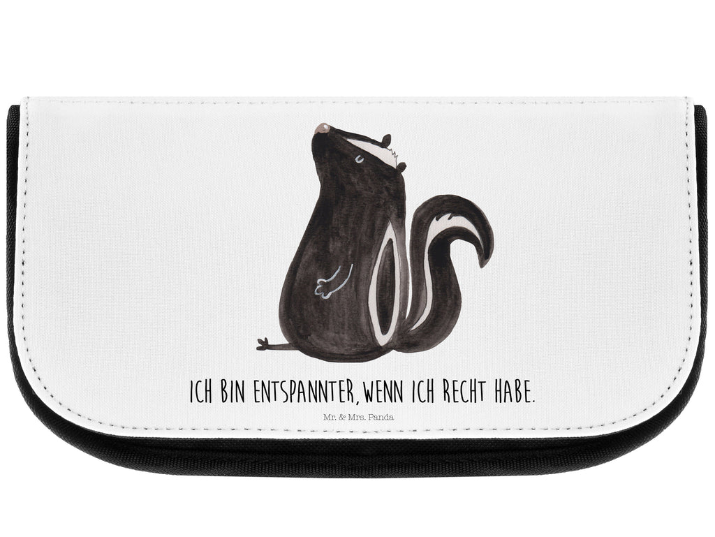 Kosmetiktasche Stinktier sitzend Kosmetikbeutel, Kulturtasche, Kulturbeutel, Schminktasche, Make-Up Tasche, Stinktier, Skunk, Wildtier, Raubtier, Stinker, Stinki, Spruch, Büro, Recht, Besserwisser