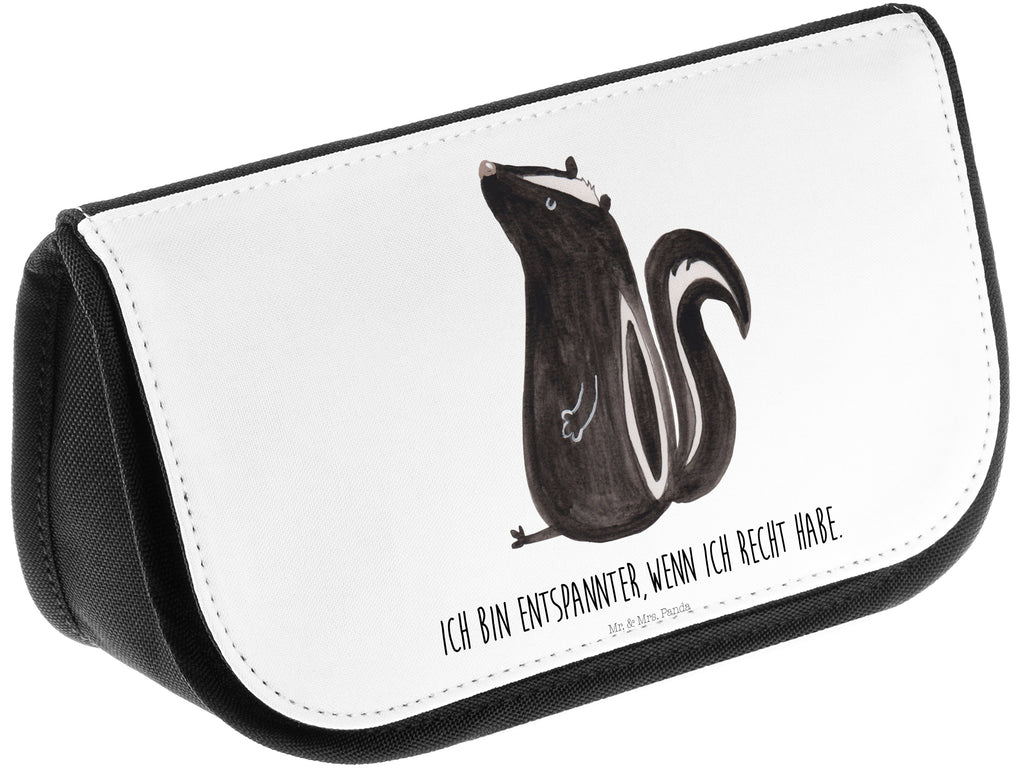 Kosmetiktasche Stinktier sitzend Kosmetikbeutel, Kulturtasche, Kulturbeutel, Schminktasche, Make-Up Tasche, Stinktier, Skunk, Wildtier, Raubtier, Stinker, Stinki, Spruch, Büro, Recht, Besserwisser