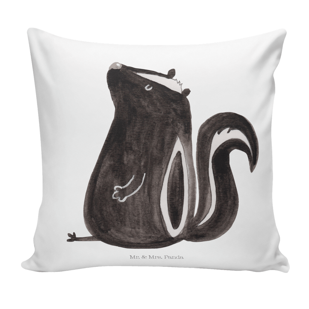 40x40 Kissen Stinktier sitzend Kissenhülle, Kopfkissen, Sofakissen, Dekokissen, Motivkissen, Stinktier, Skunk, Wildtier, Raubtier, Stinker, Stinki, Spruch, Büro, Recht, Besserwisser