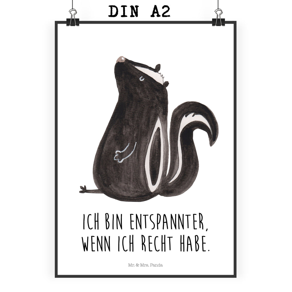 Poster Stinktier sitzend Poster, Wandposter, Bild, Wanddeko, Küchenposter, Kinderposter, Wanddeko Bild, Raumdekoration, Wanddekoration, Handgemaltes Poster, Mr. & Mrs. Panda Poster, Designposter, Kunstdruck, Posterdruck, Stinktier, Skunk, Wildtier, Raubtier, Stinker, Stinki, Spruch, Büro, Recht, Besserwisser
