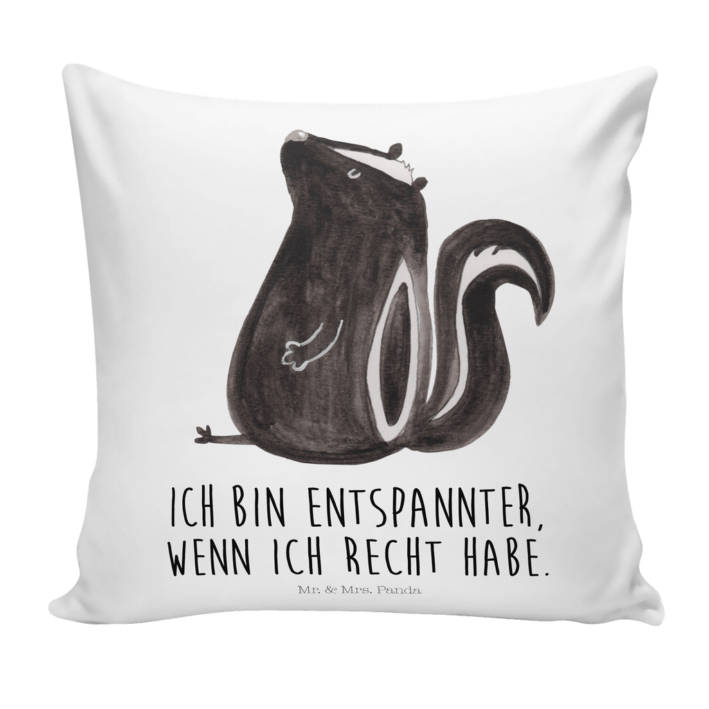 40x40 Kissen Stinktier sitzend Kissenhülle, Kopfkissen, Sofakissen, Dekokissen, Motivkissen, Stinktier, Skunk, Wildtier, Raubtier, Stinker, Stinki, Spruch, Büro, Recht, Besserwisser