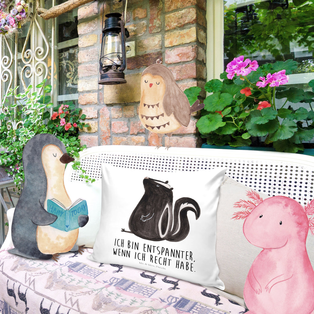 40x40 Kissen Stinktier sitzend Kissenhülle, Kopfkissen, Sofakissen, Dekokissen, Motivkissen, Stinktier, Skunk, Wildtier, Raubtier, Stinker, Stinki, Spruch, Büro, Recht, Besserwisser