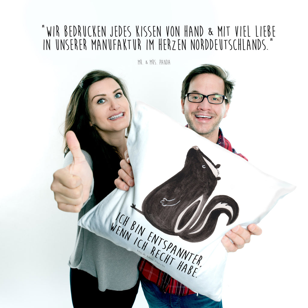 40x40 Kissen Stinktier sitzend Kissenhülle, Kopfkissen, Sofakissen, Dekokissen, Motivkissen, Stinktier, Skunk, Wildtier, Raubtier, Stinker, Stinki, Spruch, Büro, Recht, Besserwisser